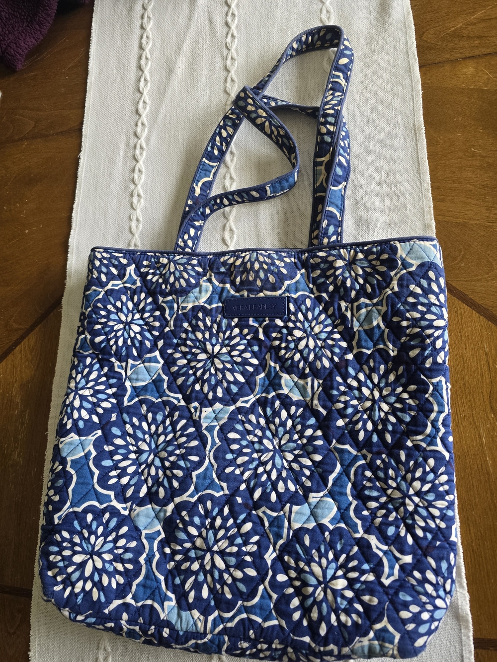 Vera Bradley Navy and Light Blue Quilted Floral Tote